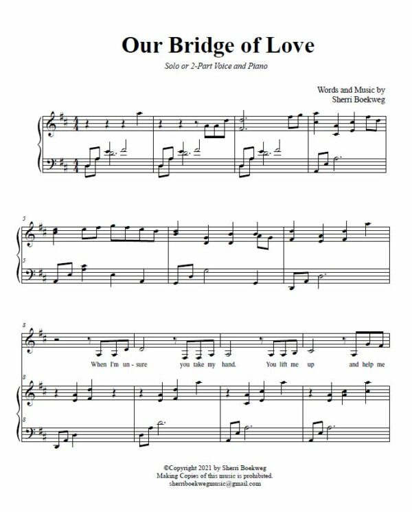 Our Bridge of Love Voice and Piano Page 1